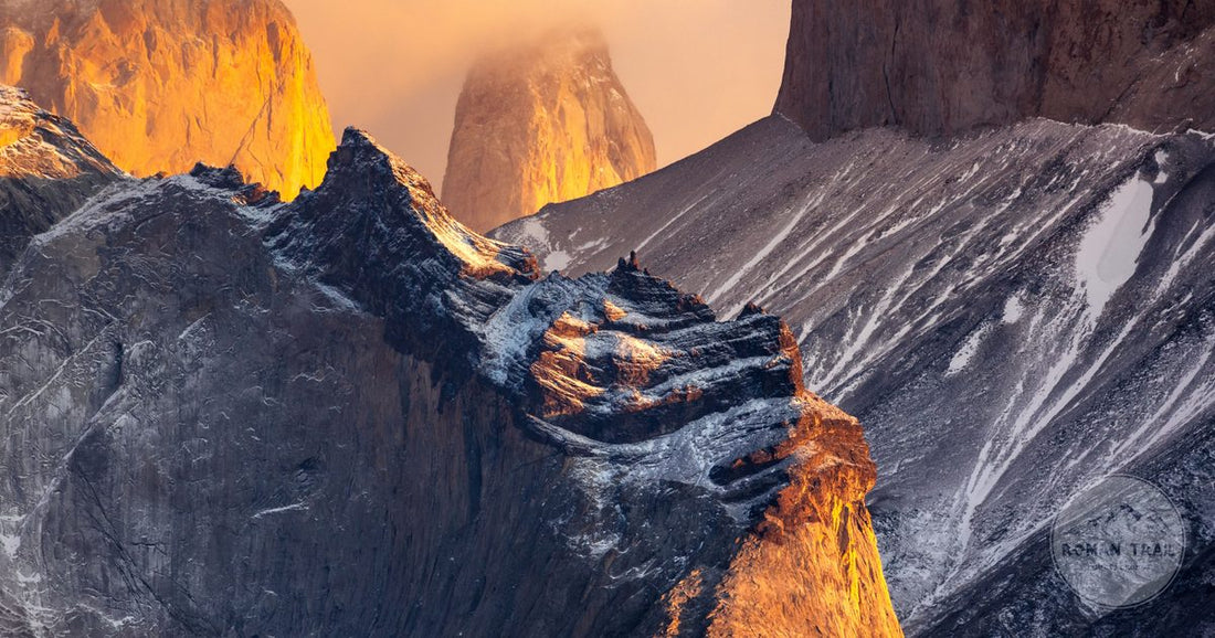 The Torres del Paine peaks at sunrise in Patagonia, Chile