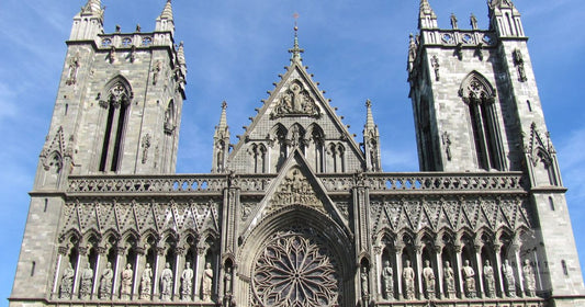 The Gothic west front of Nidaros Cathedral in Trondheim, Norway