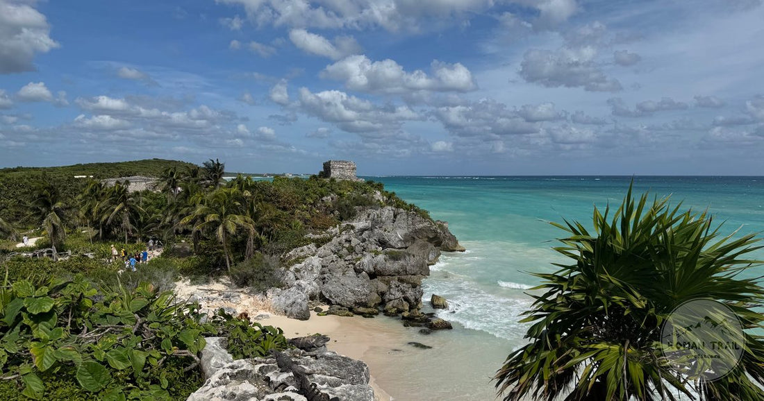 The Tulum ruins above the turquoise Caribbean, Quintana Roo, Mexico