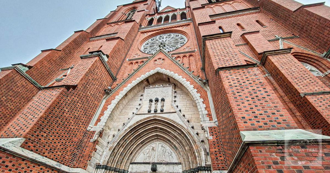 The Gothic facade of Uppsala Cathedral, Sweden