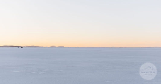 Sunset over the Uyuni salt flats in Bolivia
