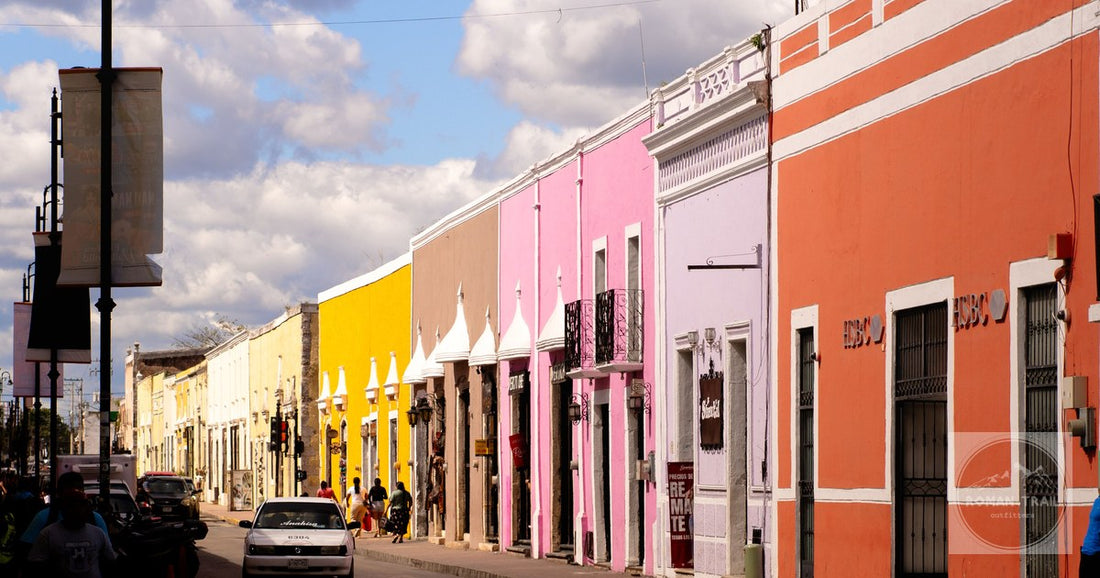 A sunlit colonial street in Valladolid, Yucatan, Mexico