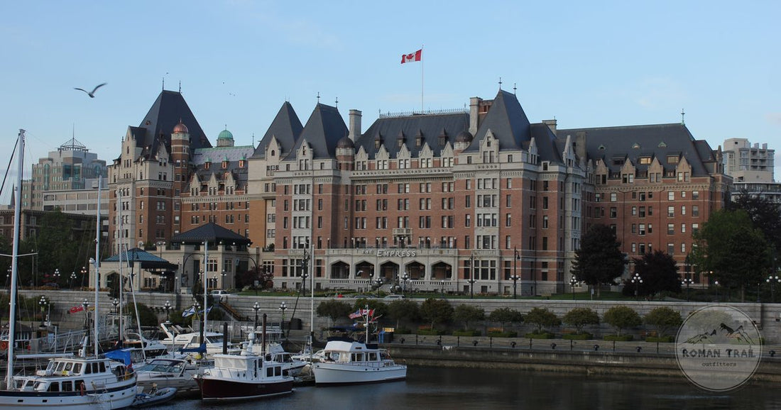 The Fairmont Empress and yachts at Victoria Harbour, Vancouver Island, Canada
