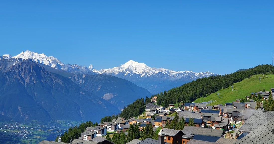Bettmeralp village below the Swiss Alps in canton Valais, Switzerland
