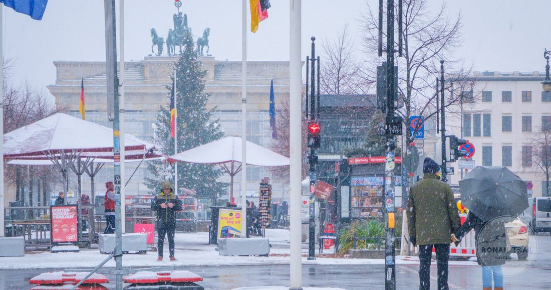 What to pack for Germany, snowy Brandenburg Gate Berlin