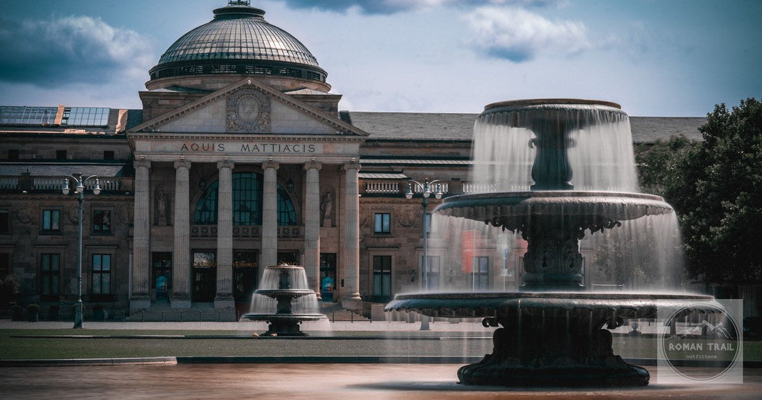 The neoclassical Kurhaus and its fountain at Wiesbaden, Germany