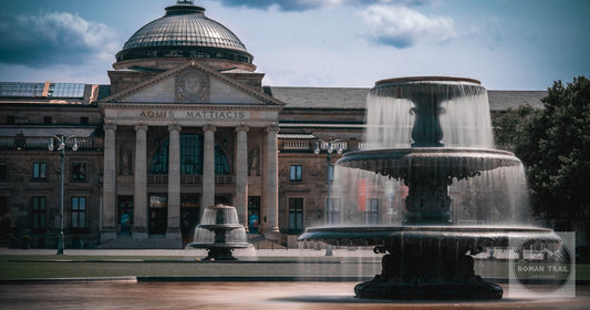 The neoclassical Kurhaus and its fountain at Wiesbaden, Germany