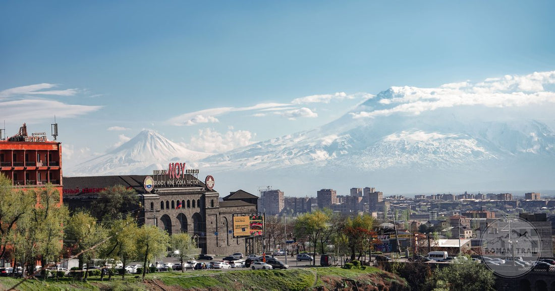 The Yerevan cityscape with Mount Ararat behind it, Armenia