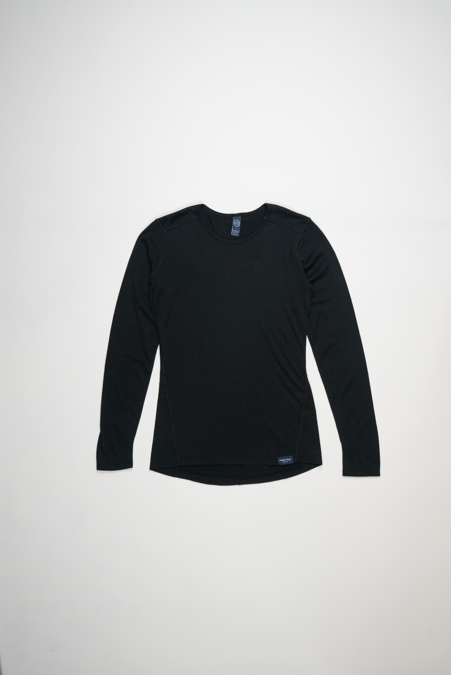 Merino Wool Women's Long Sleeve Top | Crew Neck Shirt | Black