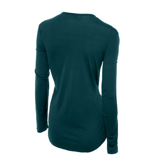 Merino Wool Women's Long Sleeve Top | Crew Neck Shirt | Atlantic Teal