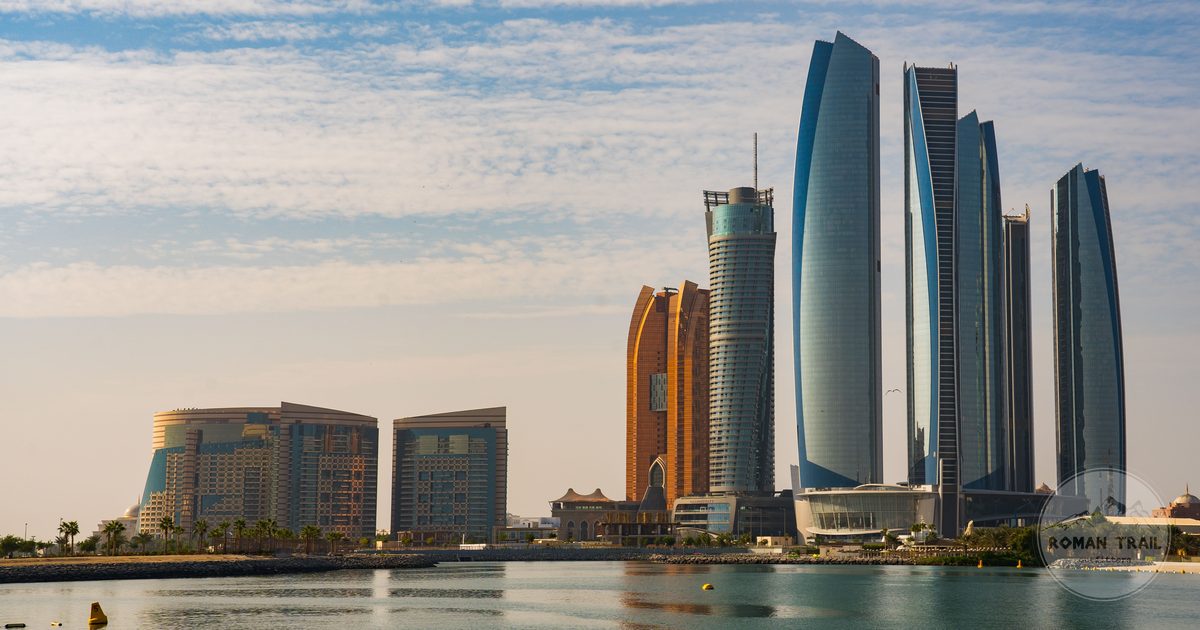 The Abu Dhabi skyline and waterfront, UAE