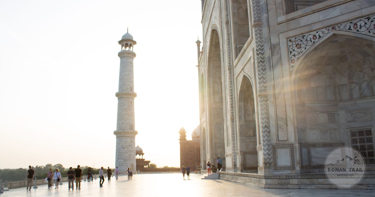 The Taj Mahal at sunrise in Agra, India