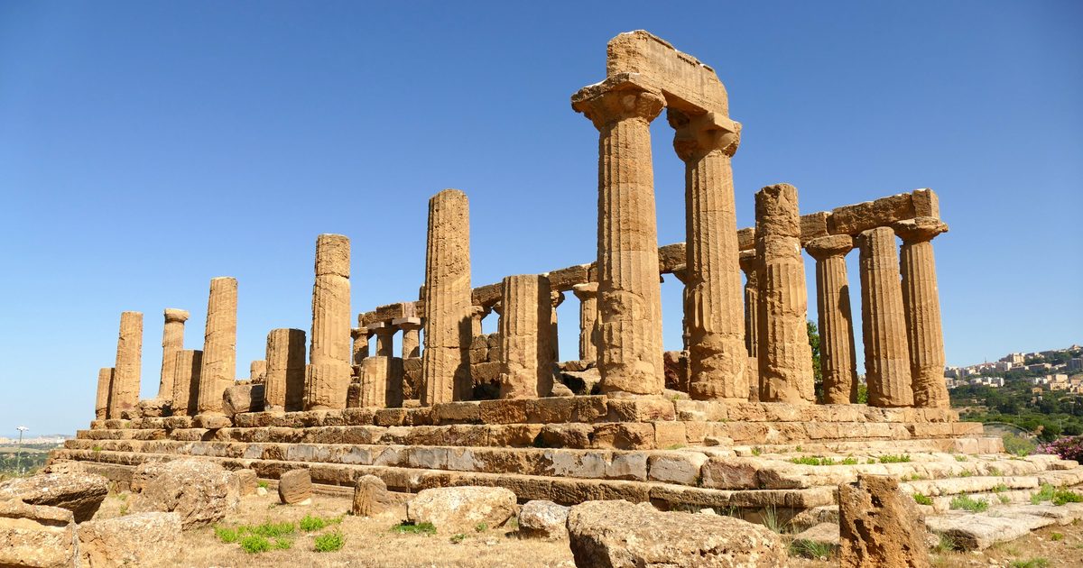 Weathered columns of an ancient Greek temple in Sicily, Agrigento packing list for women by Roman Trail Outfitters