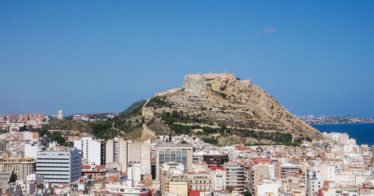 Santa Barbara Castle above the city and sea at Alicante, Spain
