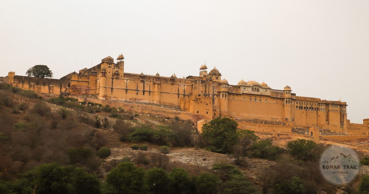 Amber Fort on the hillside above Amer village, Jaipur India