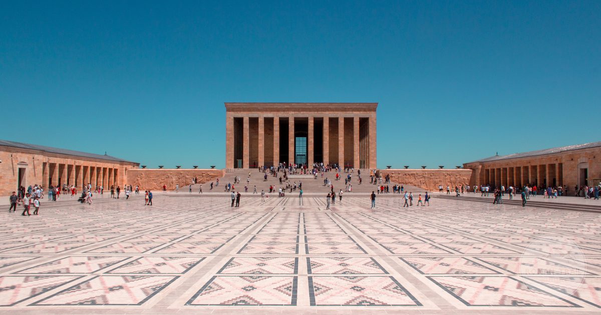 Anitkabir, the mausoleum of Ataturk, in Ankara on a sunny day, Turkiye