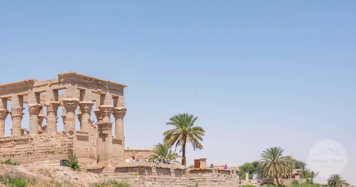 The ruins of Philae temple beside the Nile at Aswan, Egypt