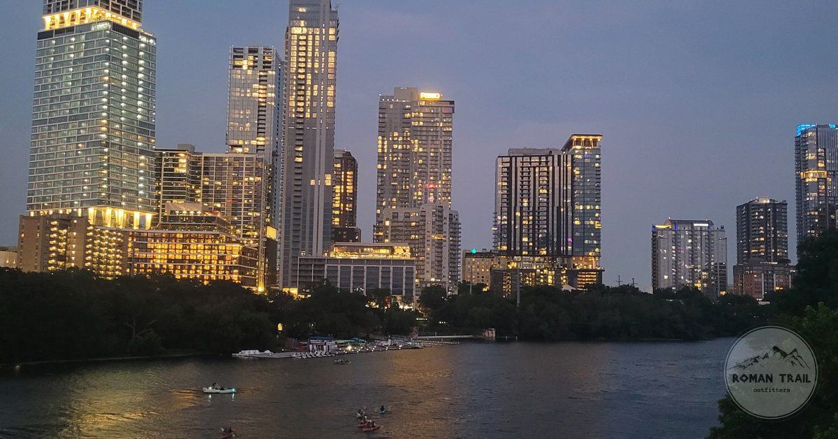 Downtown Austin skyline at twilight above Lady Bird Lake, Austin for women travelers