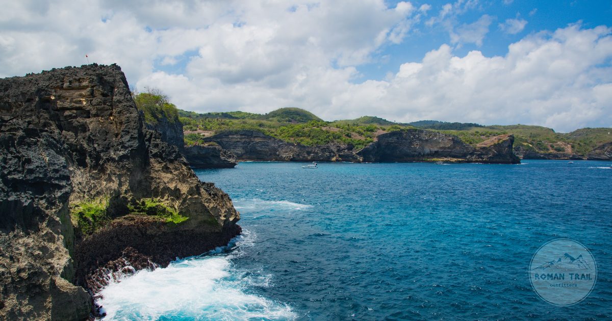 Coastal cliffs and blue water at Nusa Penida, Bali, Indonesia