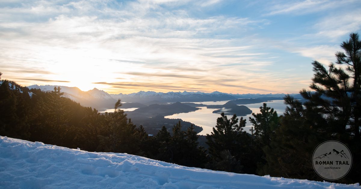 Sunset over the Andes and Lake Nahuel Huapi at Bariloche, Argentina