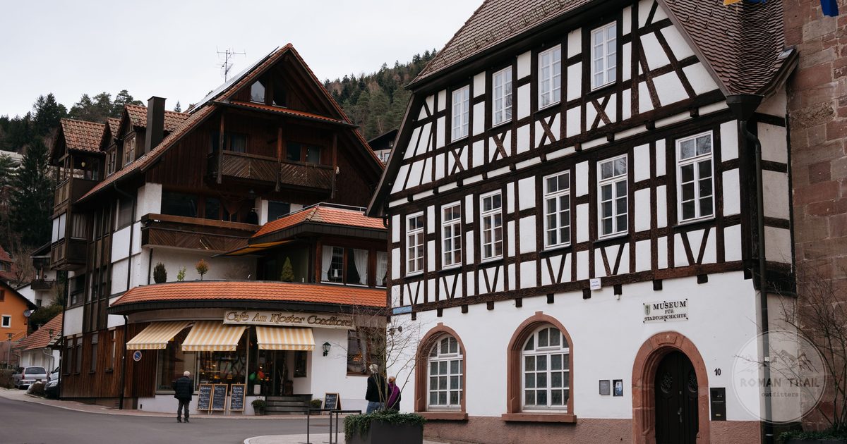 Half timbered houses in Alpirsbach in the Black Forest, Germany
