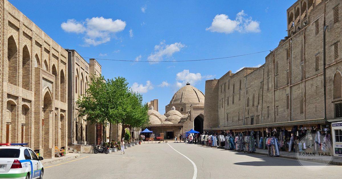A historic market street in Bukhara, Uzbekistan