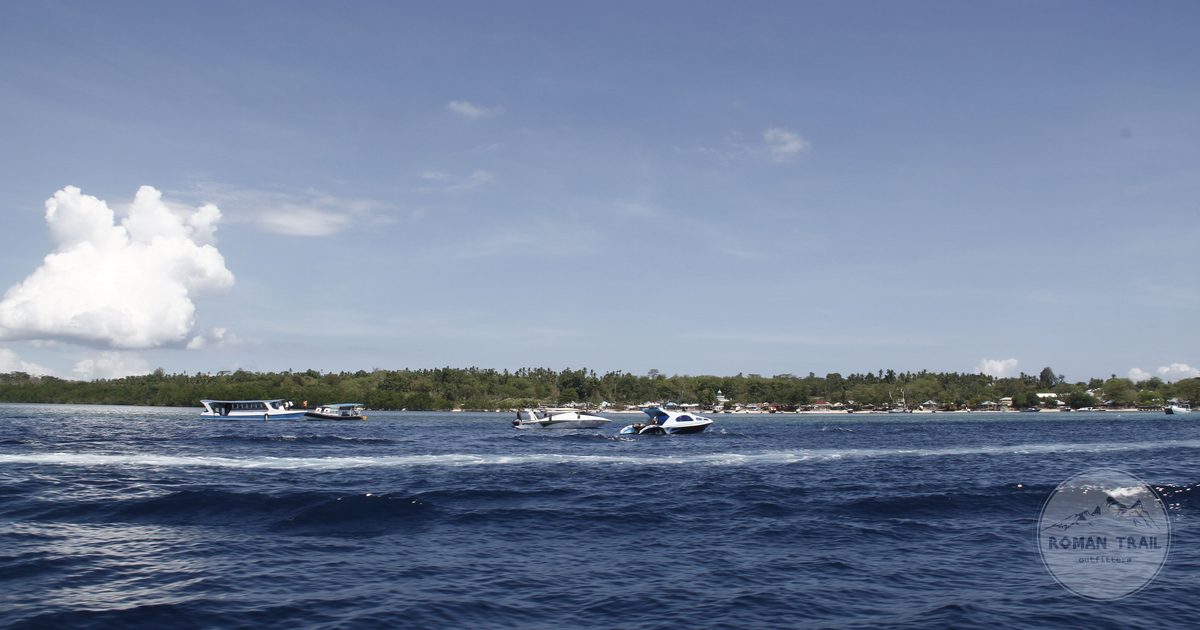 Boats on the sea near Manado, North Sulawesi, Indonesia