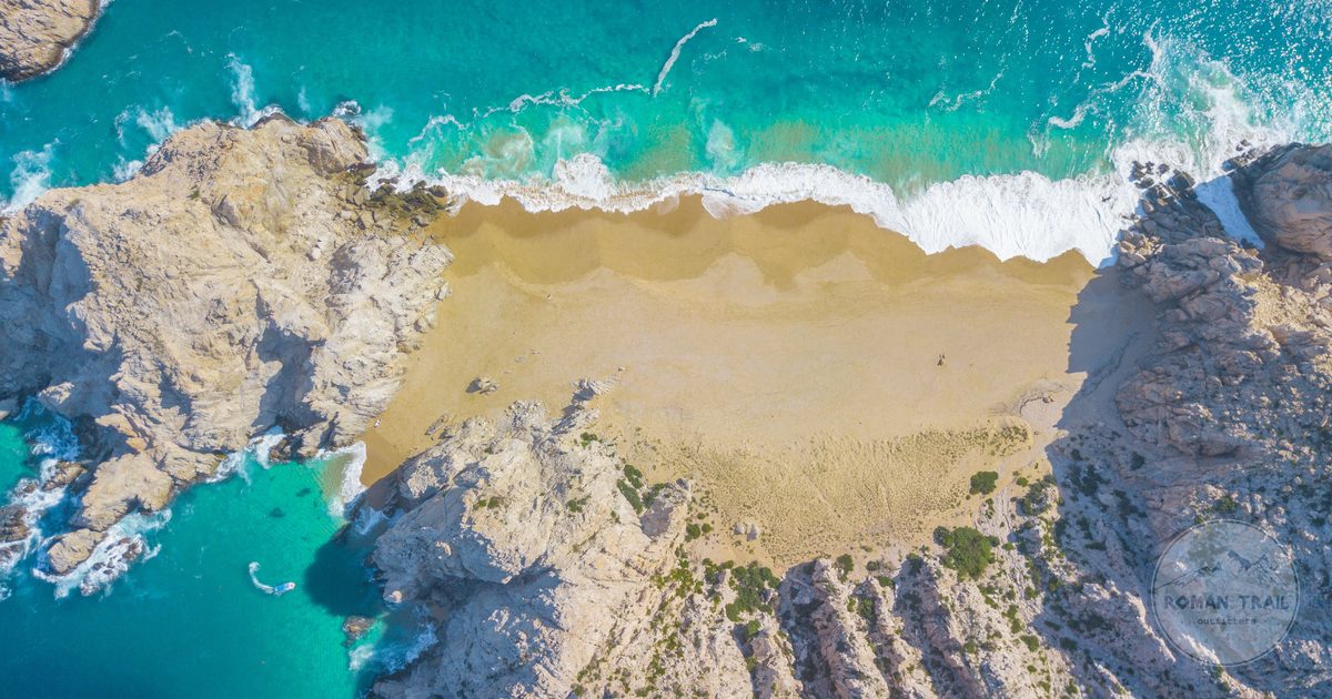 Aerial view of Divorce Beach at Cabo San Lucas, Mexico