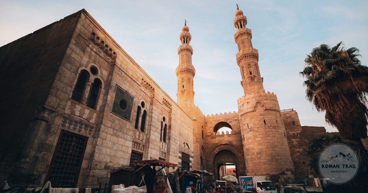 Islamic architecture at Bab Zuweila in historic Cairo, Egypt