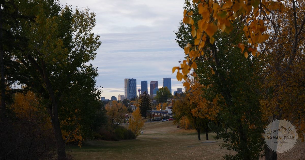 Autumn foliage around the downtown Calgary skyline, Alberta, Canada