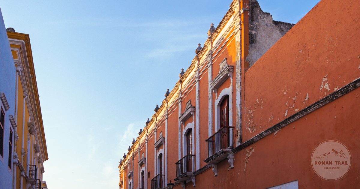 Colourful colonial buildings in San Francisco de Campeche, Mexico