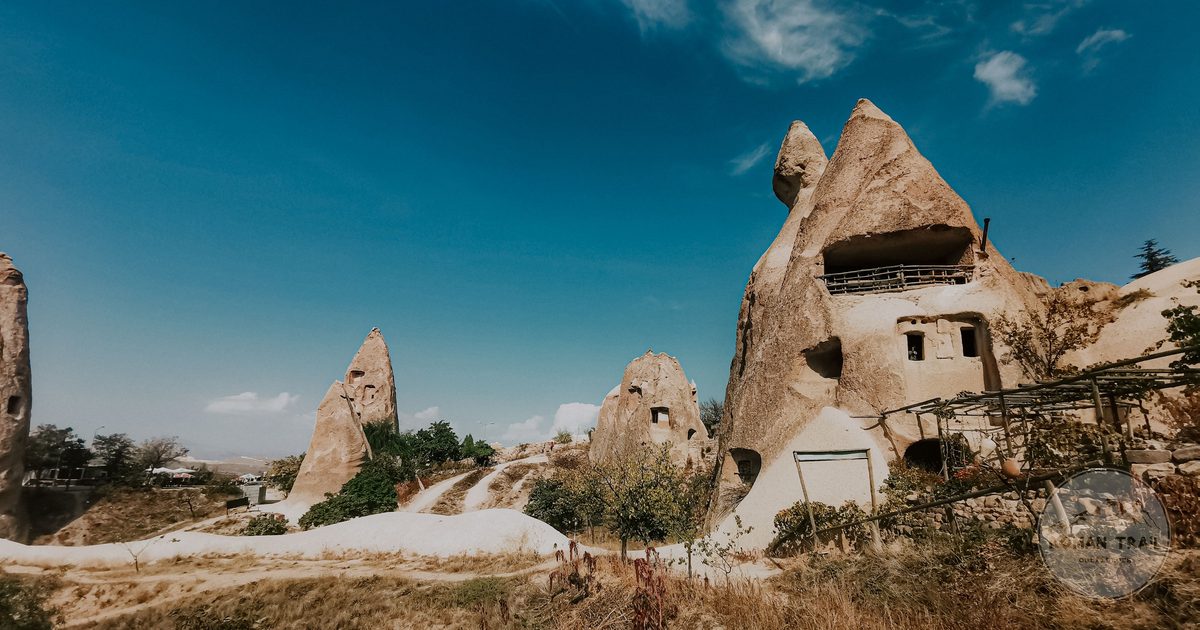 Fairy chimney rock formations in Cappadocia, Turkey