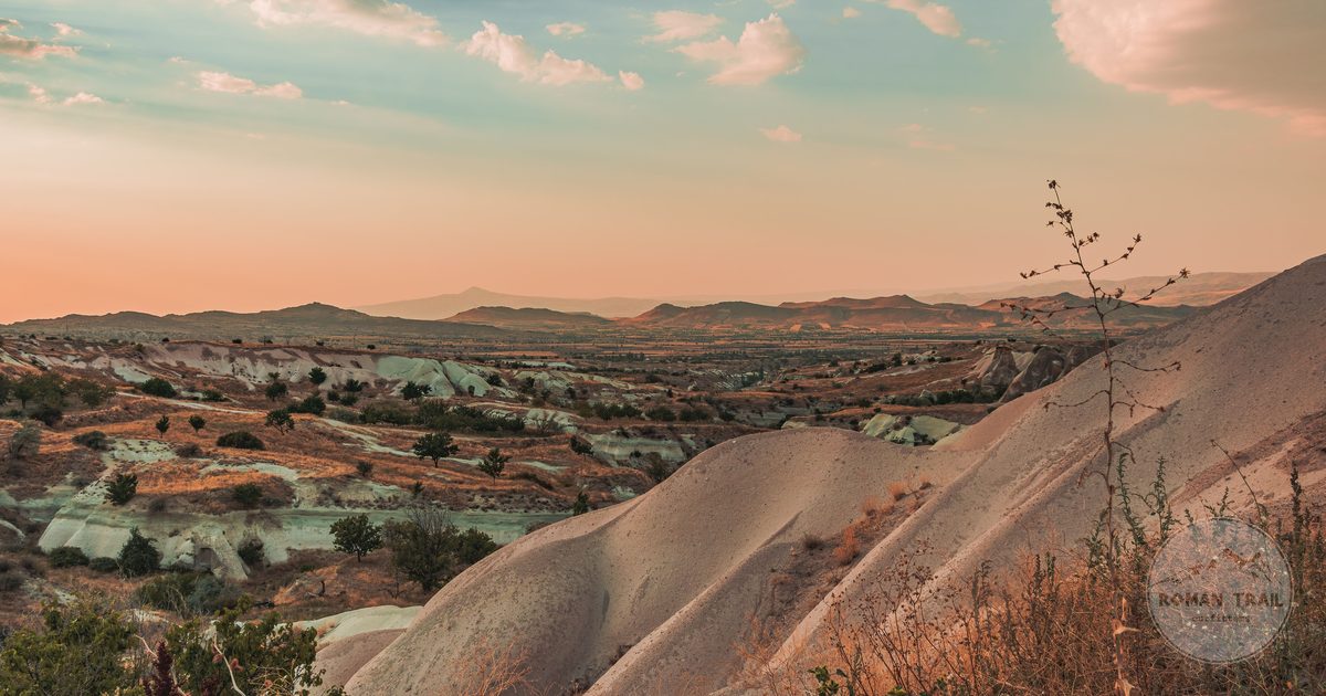 The Cappadocia landscape at sunset in Nevsehir, Turkey