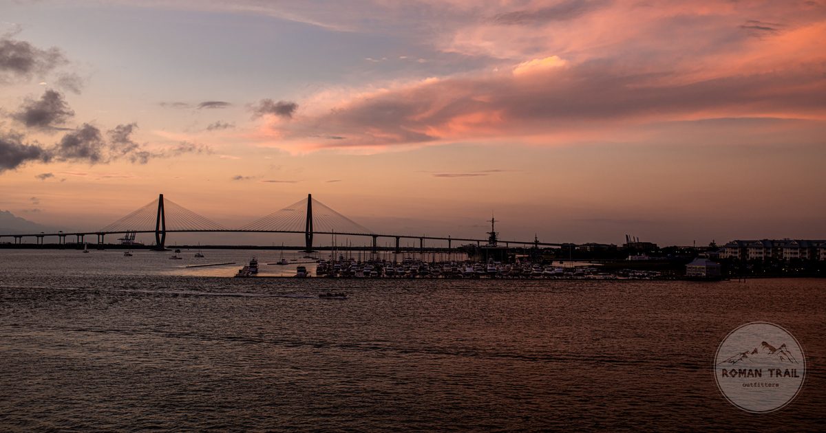 Sunset over the Arthur Ravenel Jr. Bridge in Charleston, South Carolina