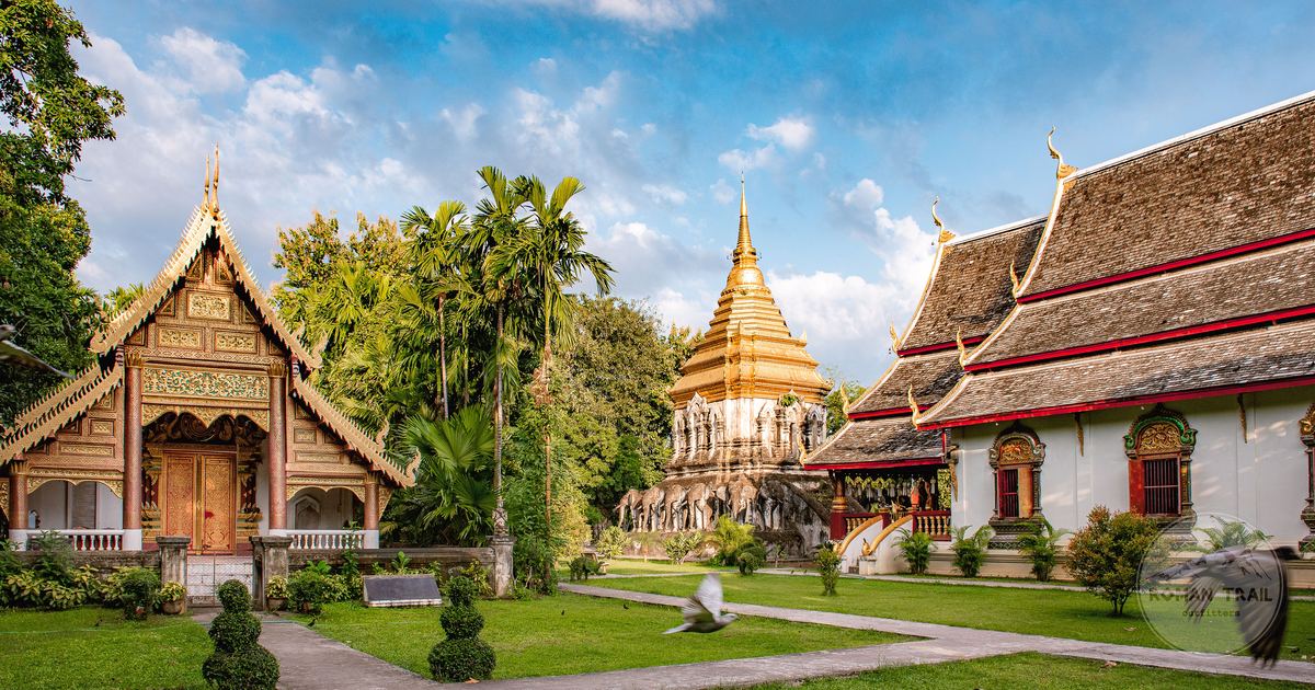 Wat Chiang Man temple surrounded by greenery in Chiang Mai, Thailand