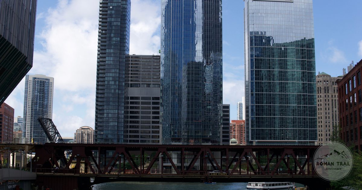 Chicago River lined with skyscrapers and a bascule bridge in the Loop, Chicago architecture for women travelers