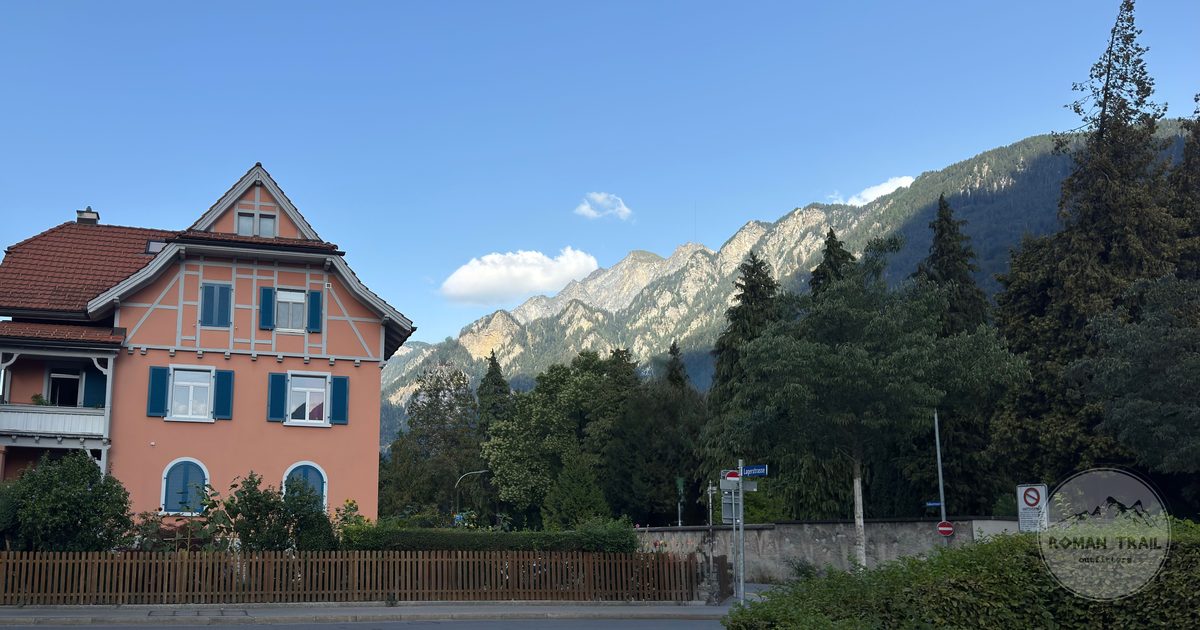 A house at Chur with the mountains behind, Switzerland