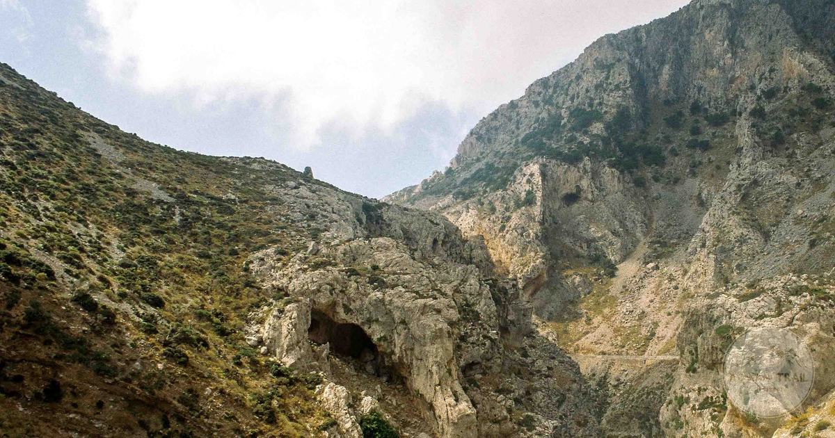 Eroded rocky landscape and mountains in Crete, Greece