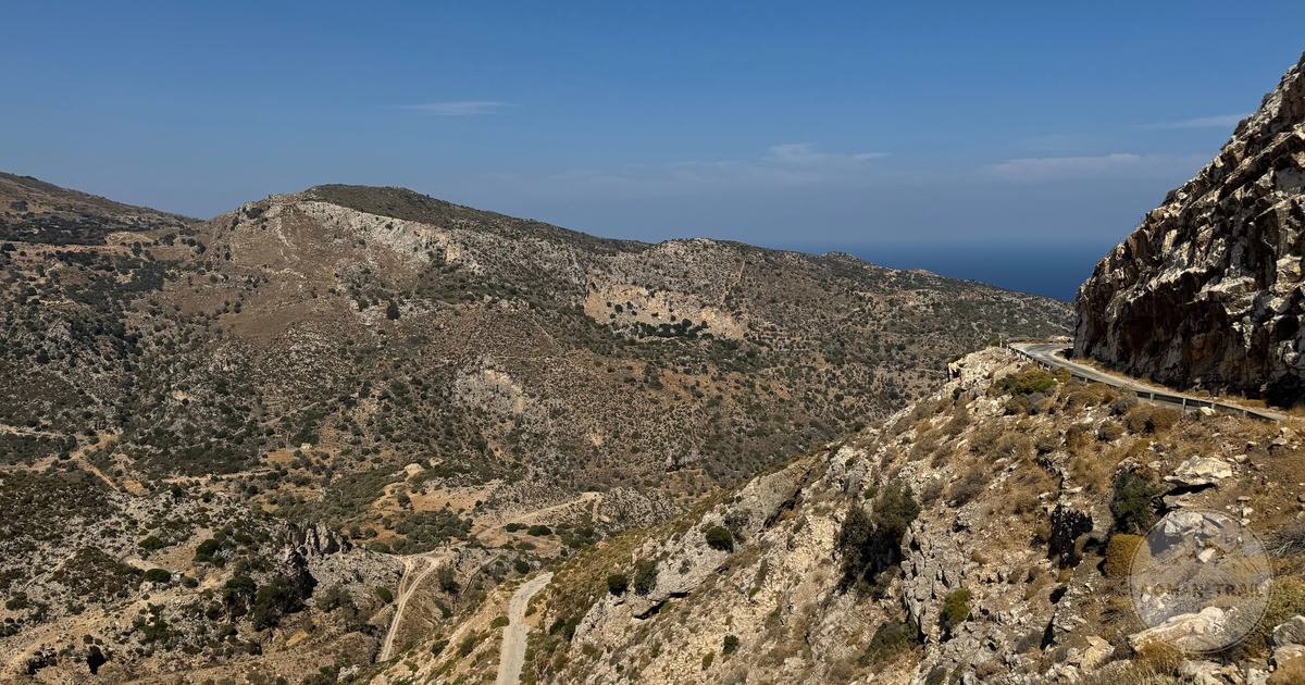 Rugged mountain landscape above the coast in Crete, Greece