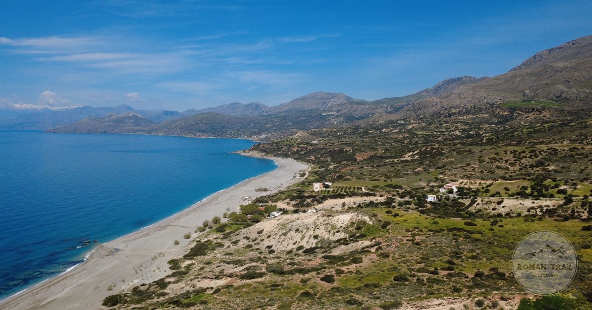 Aerial view of Triopetra beach in Crete, Greece
