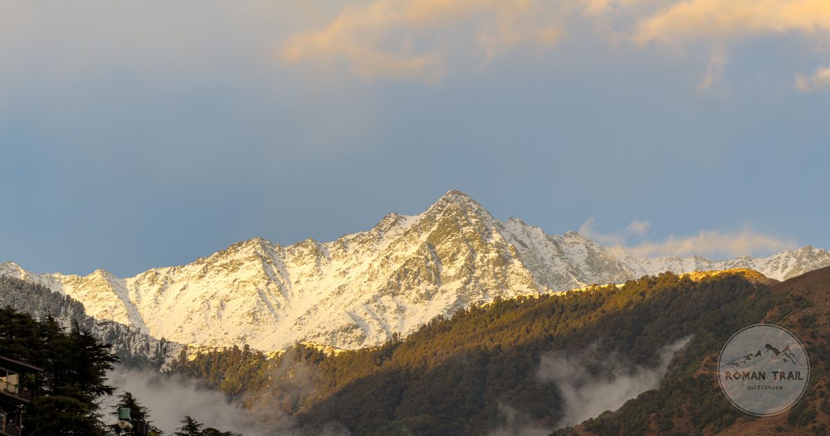 Snow capped Himalayan peaks above Dharamshala, Himachal Pradesh, India