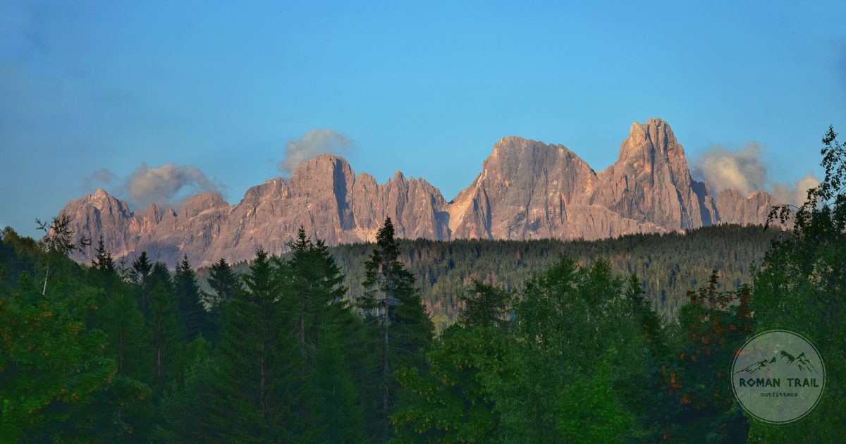 The Dolomites at sunrise from Trentino, Italy