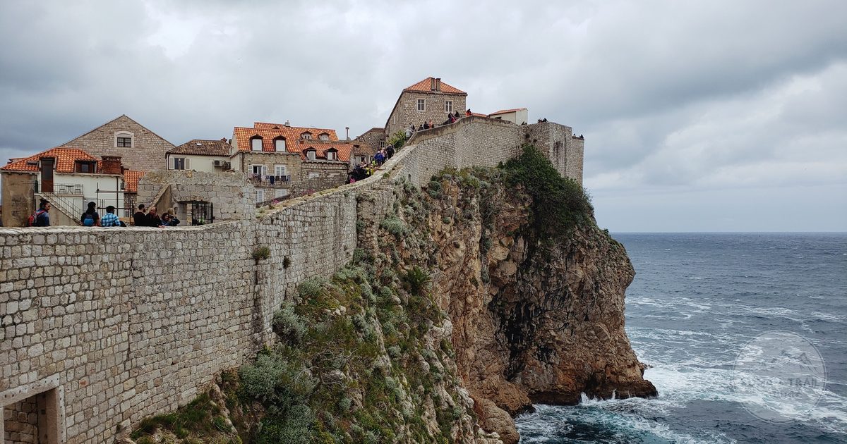 The city walls of Dubrovnik above the Adriatic, Croatia