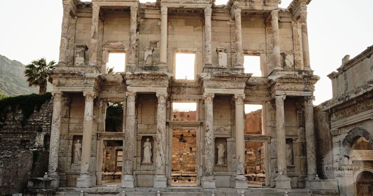 The facade of the Library of Celsus at Ephesus, Turkiye