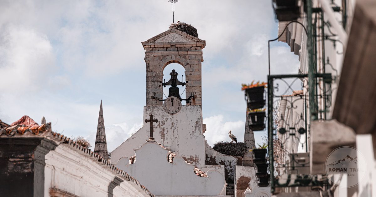 A traditional bell tower in Faro, Portugal