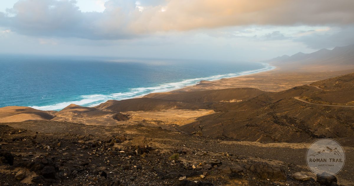 The rugged coastline of Fuerteventura under dramatic skies, Canary Islands