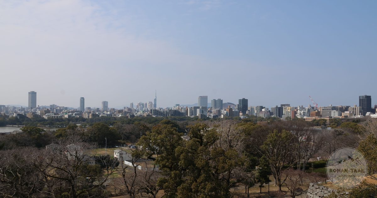 The Fukuoka skyline seen from Fukuoka Castle, Japan