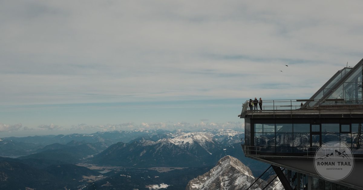 Snow covered Bavarian Alps seen from the Zugspitze observation deck, Germany