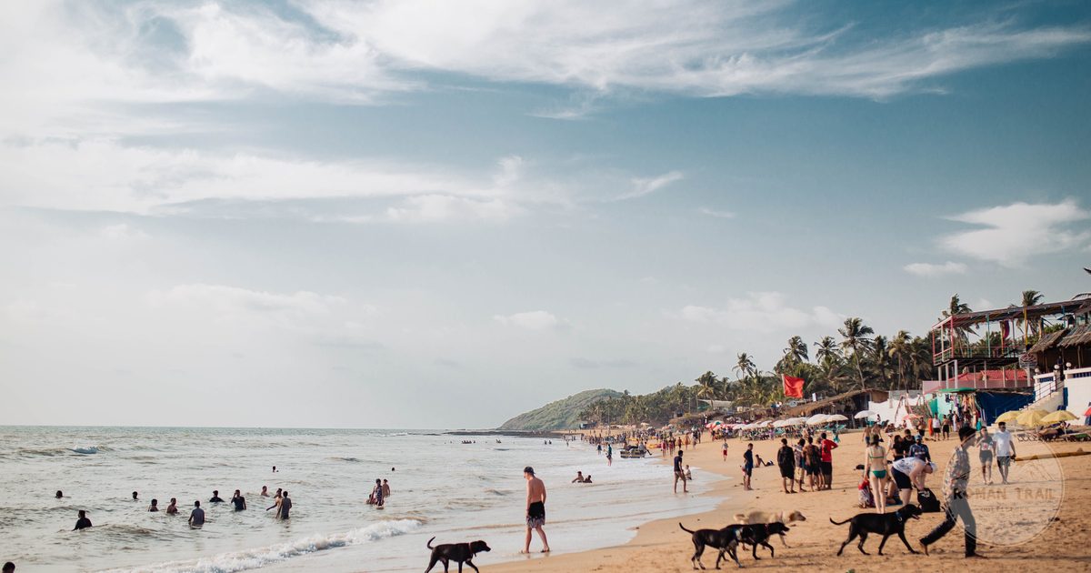 Baga Beach busy with visitors in north Goa, India