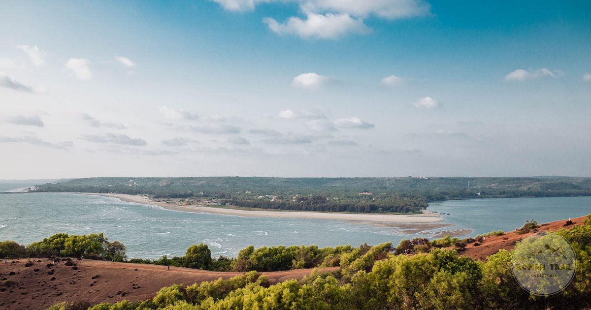 Mandrem Beach with greenery and open sky in north Goa, India